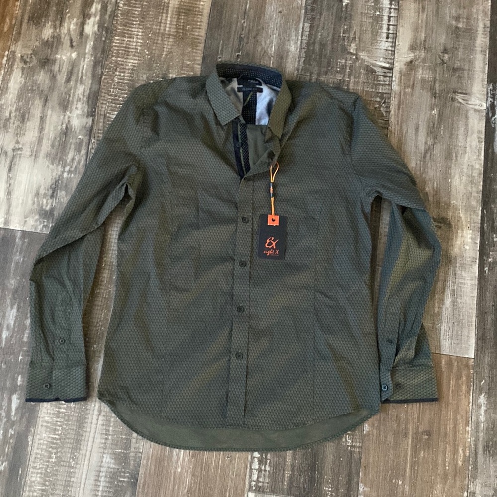 Eight X - classic fit- olive & black dress shirt- size Medium